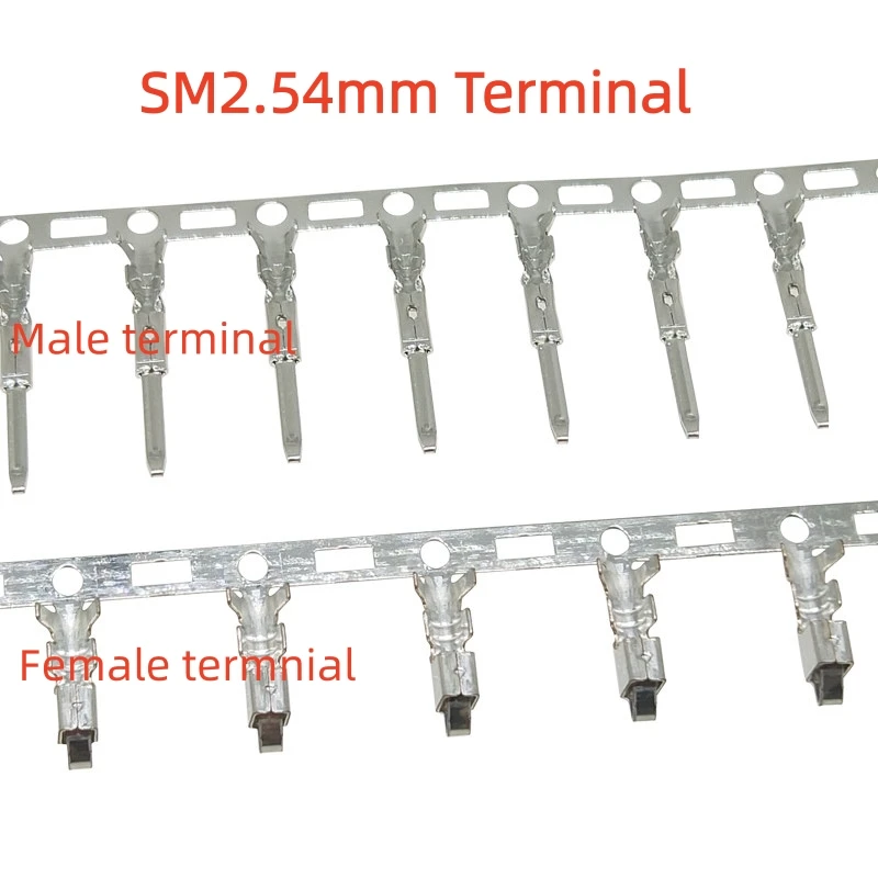100Pcs SM 2.54 Metal Crimping Pin Crimp Terminal For JST SM 2.54mm Pitch Male Plug Female Socket Housing Wire Cable Connector