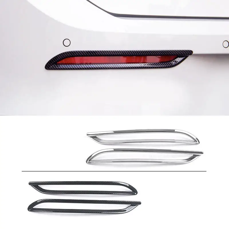 

For VW Golf 8 MK8 2021 2022 Car Rear Fog-light Lamp Eyebrow Frame Trim Accessories 2pcs ABS Carbon Fiber Texture / Silver
