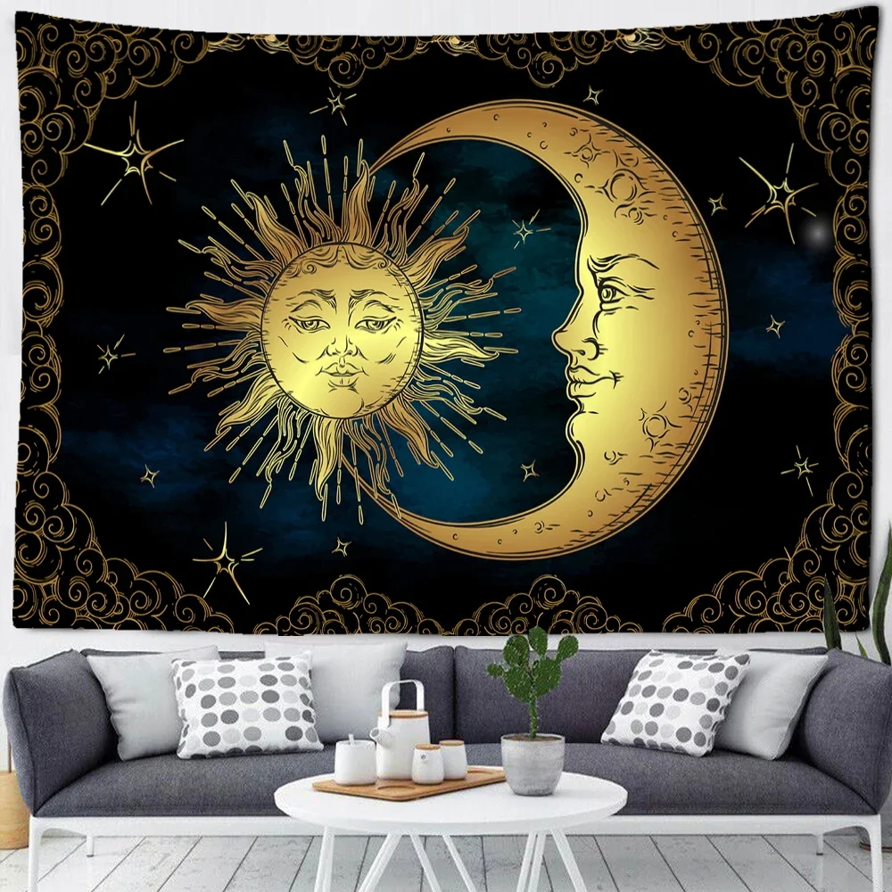 Large Tapestry Sun Moon Mandala Tarot Tapestries Witch Wall Hanging Celestial Hippie Wall Carpet Rugs Dorm Decor