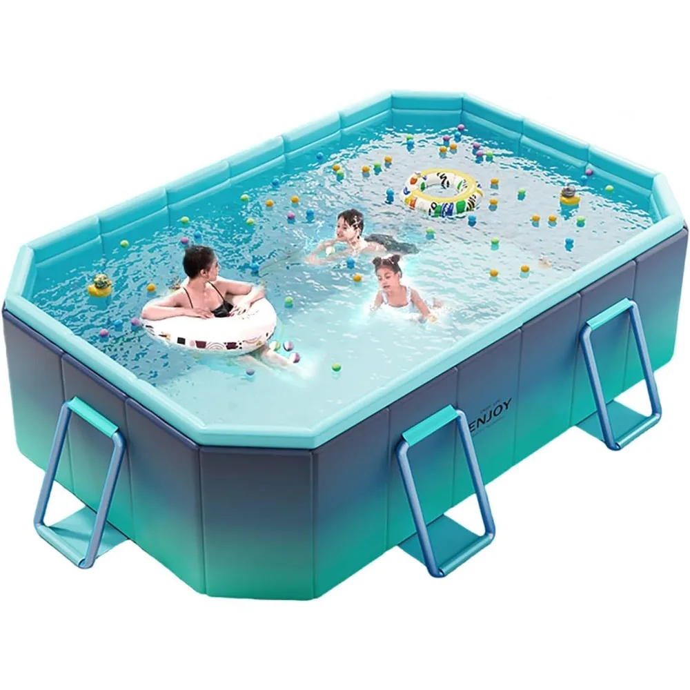 Piscina plegable no inflable para niños y adultos, piscina grande portátil con carcasa de plástico duro, para exteriores