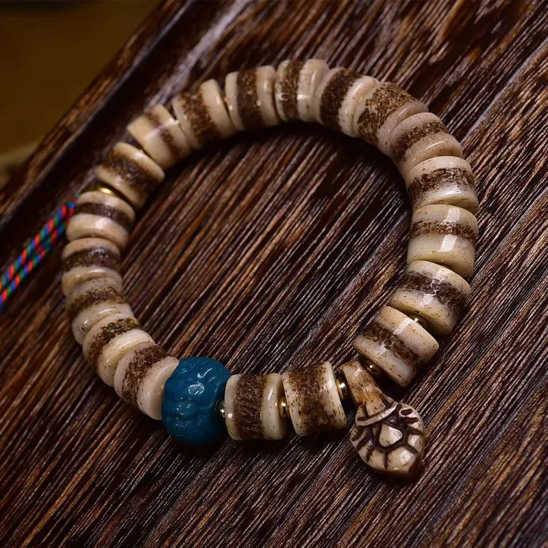 Yak Crafts Single- Old Materials Backflow Bone Buddha Beads Multi-Wrap Bracelet Fashion All-