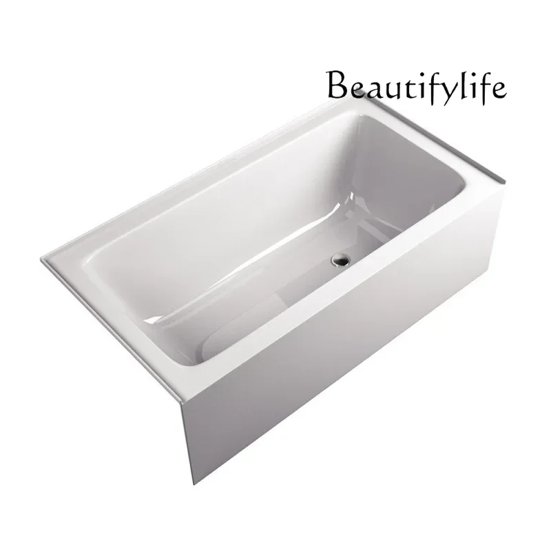 R New Household Single-sided Skirt Bathtub Acrylic Independent Bathtub General Merchandise White Basic Bathtub