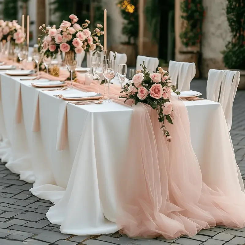 Gauze Table Runner Sheer Arch Wedding Table Setting Christmas Dining Birthday baby shower Party Cake Decor Banquets Arches Decor