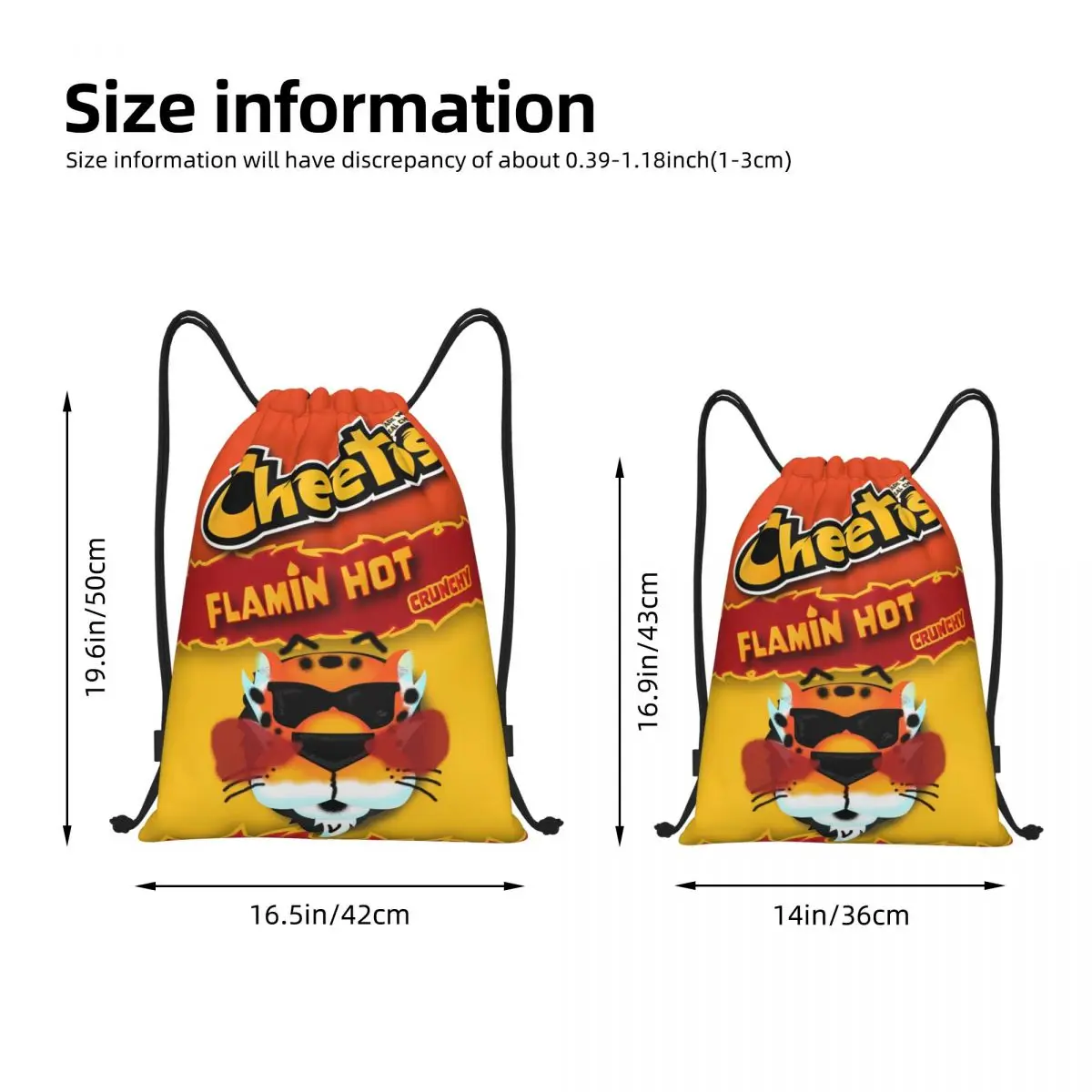 Funny Snacks Pattern Drawstring Bags Sports Backpack Gym Sackpack Potato Chips String Bag for Exercise