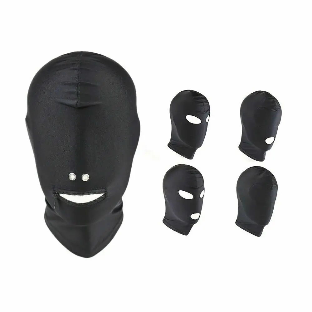 BDSM Mask Open Mouth Eye Hood Party Mask Cosplay Slave Headgear Adult Game Bondage Set Sex Toys for Woman Man Sexy Accessory