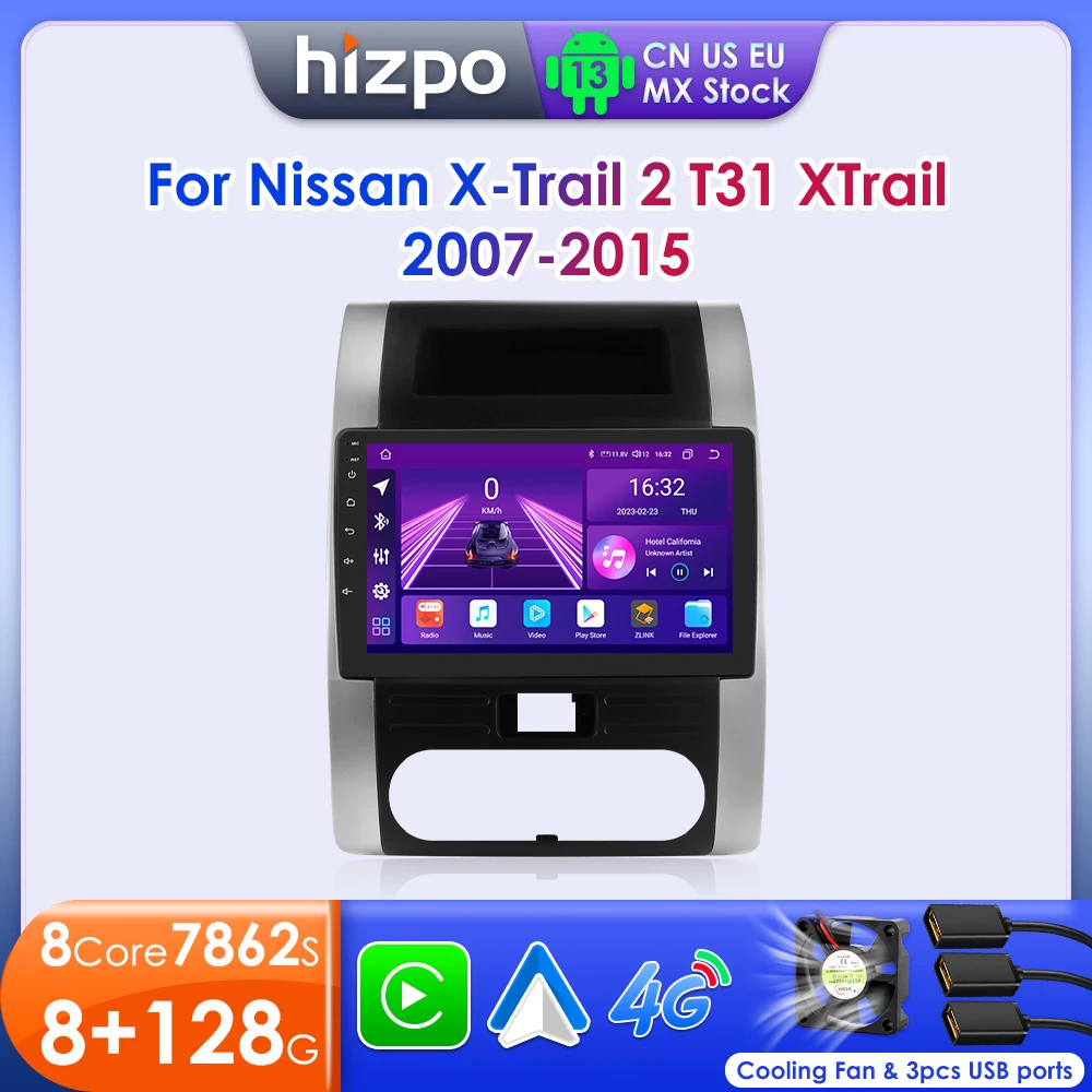 Hizpo 2 Din Android For Nissan X-Trail X Trail 2 T31 2007 - 2013 2015 Car Radio Multimedia Video Player Navigation GPS Carplay