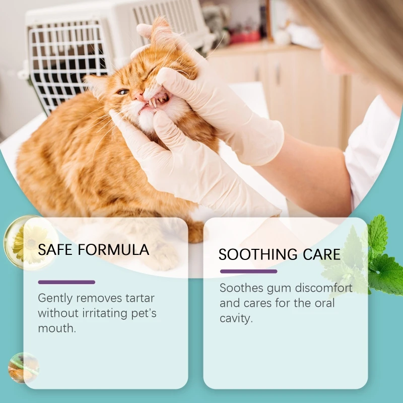 2 Bottles Pet Finger Toothbrush Set Dental Care Teeth Cleanser Fingercot for Cats and Dogs Prevents Dental Diseases Odor