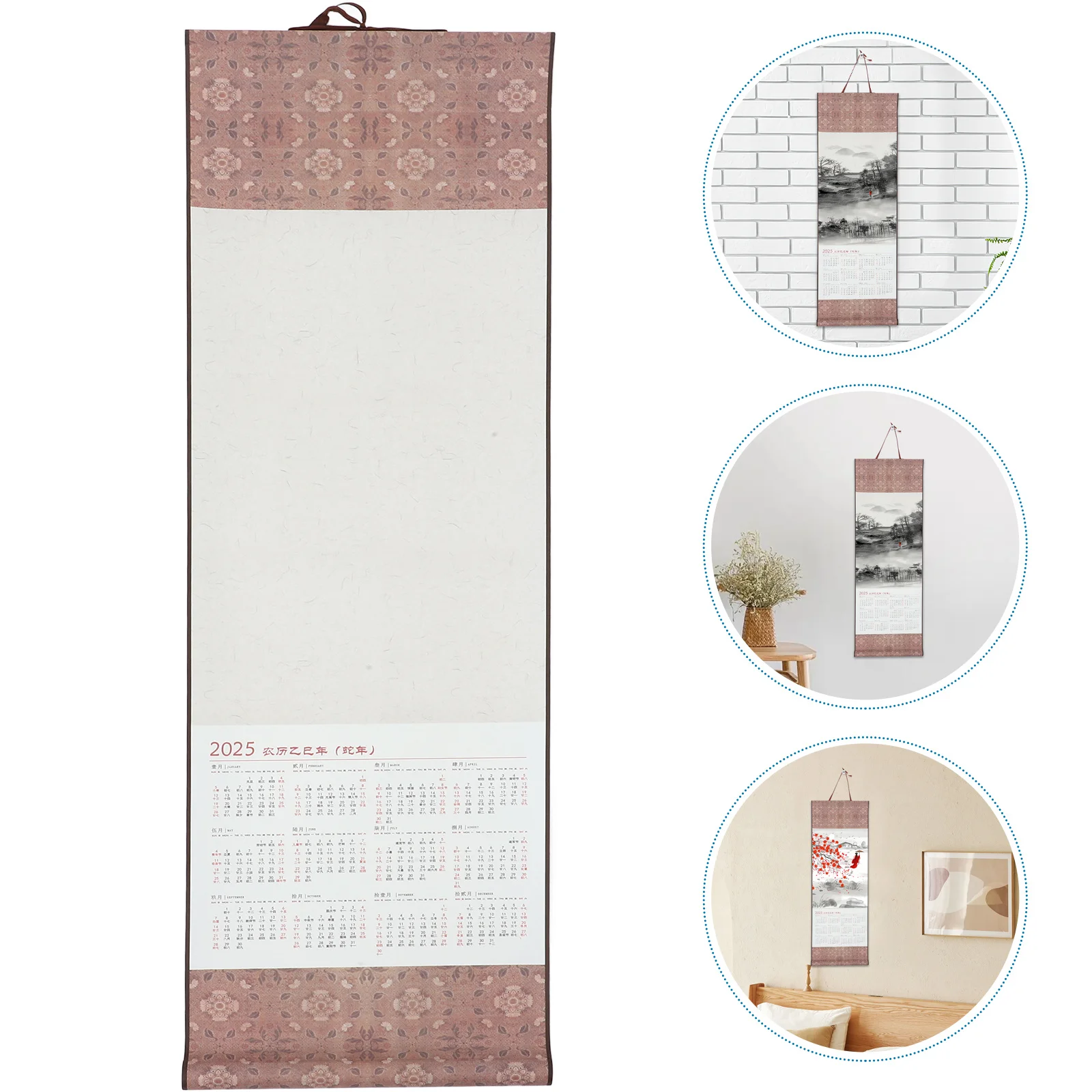 Blank Scroll Chinese Calligraphy Wall Calendar 2025 Paper Hanging Scroll for Painting Writing Calligraphy Art Home Decoration