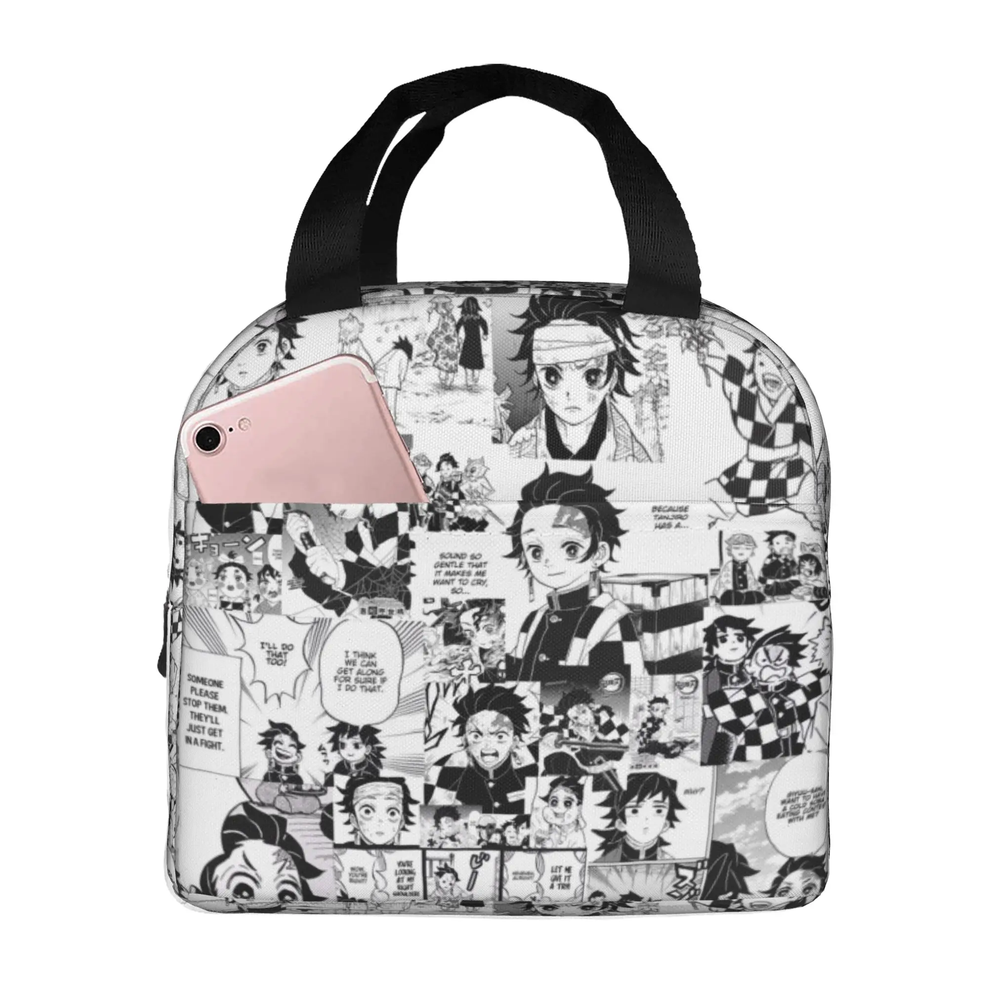 Custom Tanjiro Manga Insulated Lunch Bag for Women Leakproof Demon S-Slayer Thermal Cooler Lunch Box Beach Camping Travel view 2