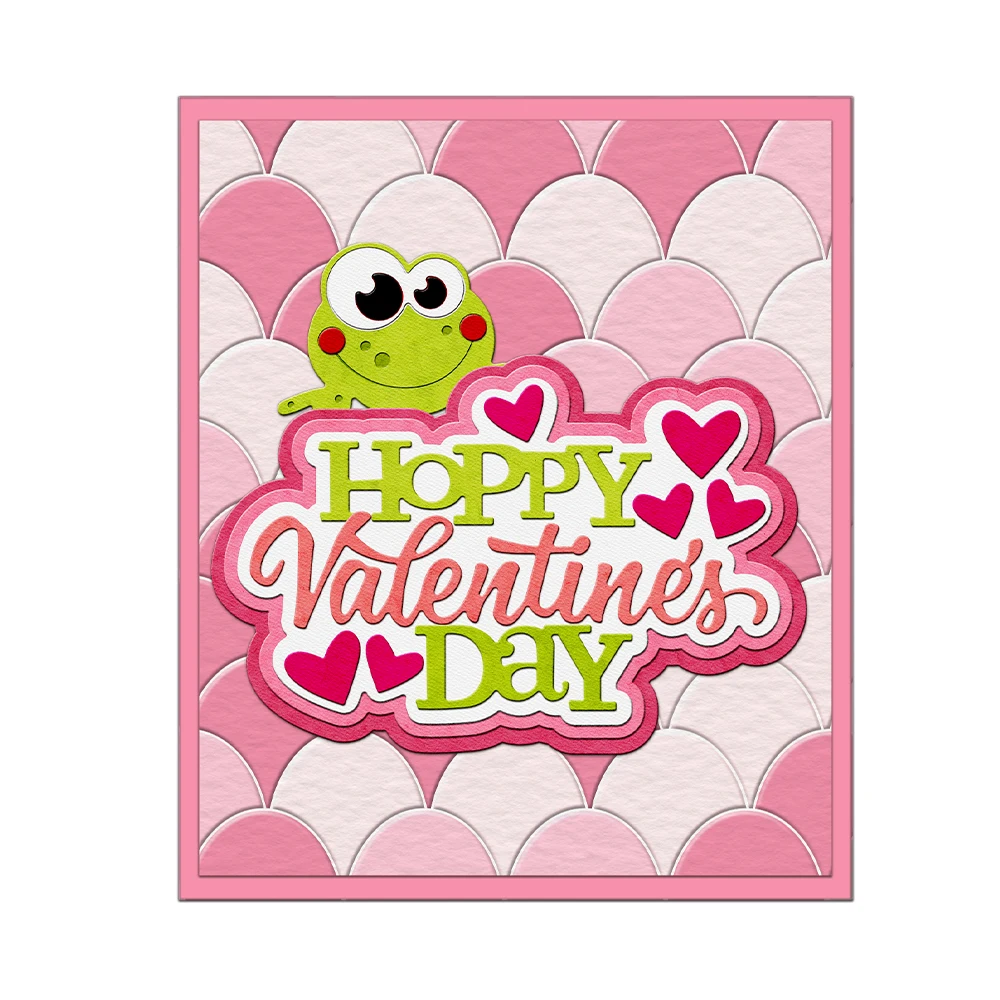MangoCraft Happy Valentine\'s Day Cutting Dies Hearts Frog DIY Scrapbooking Supplies Metal Dies Knife Mold For Card Albums Decor