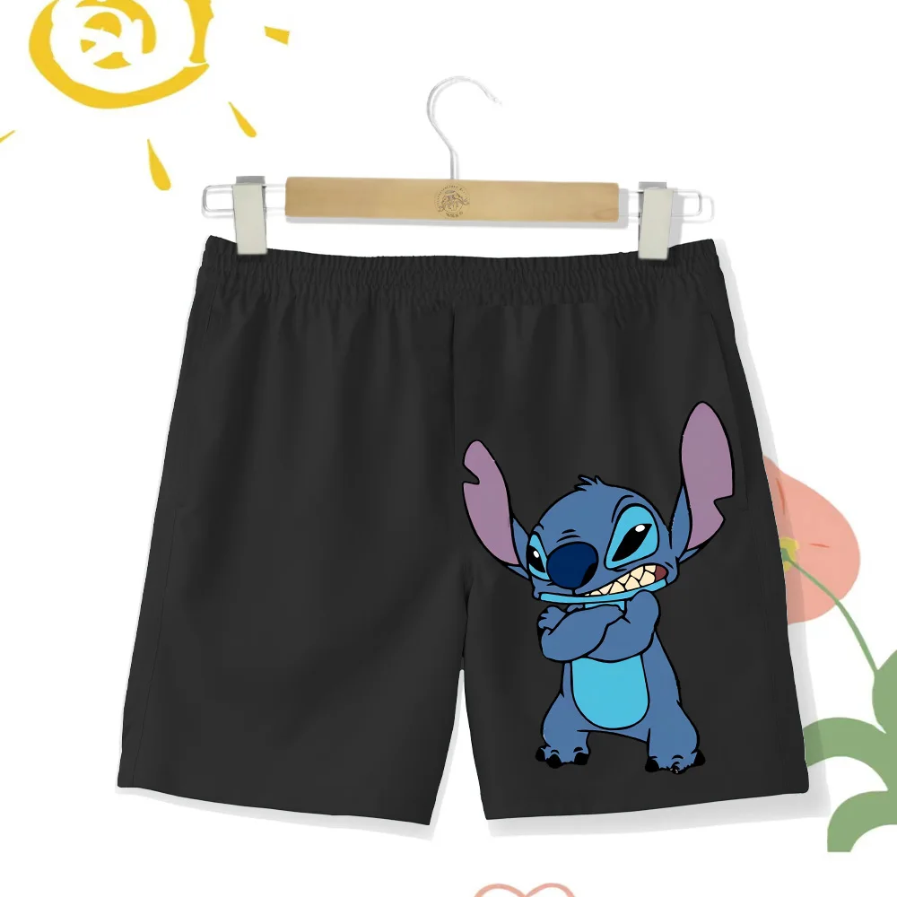 Summer boys beach shorts Quick dry swimming pool swim shorts Cartoon cute naughty Stitch girls shorts