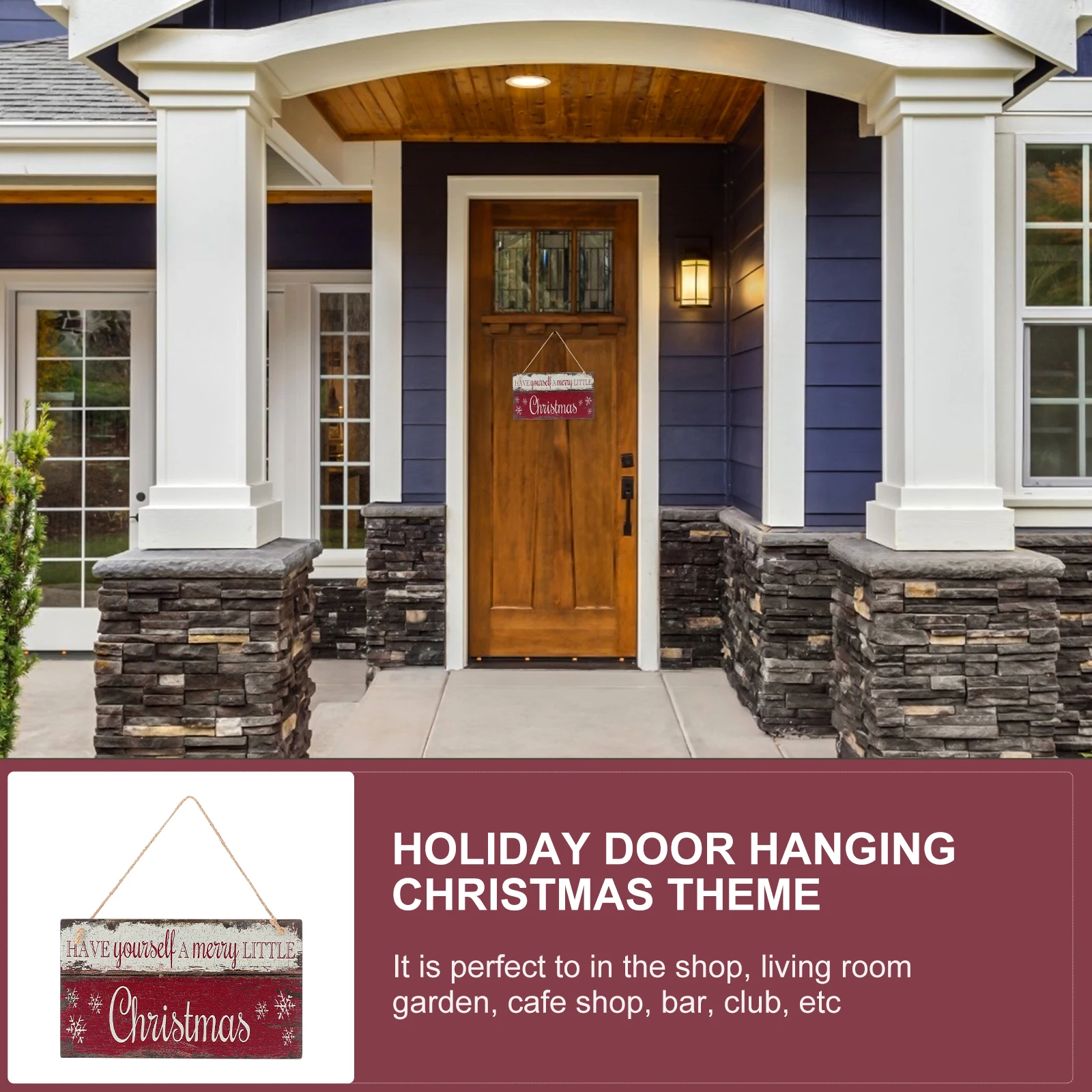 

1pc Christmas Sign Board Red Wooden Door Pendant For Holiday Decor Hanging Ornament Xmas Supply Party Sign Wooden Tag Festival