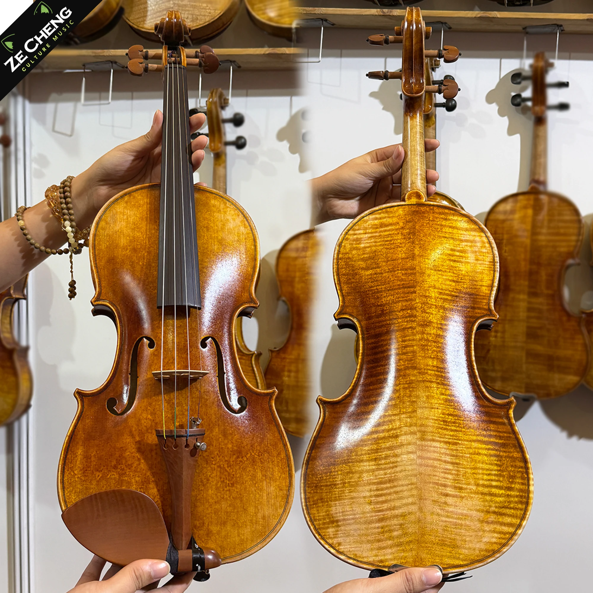 

Профессиональная акустическая скрипка 4/4 для взрослых, ретро-реплика Stradivarius 1716, ручная работа, масляный лак, цельное кленовое дерево, двухсекционная задняя часть