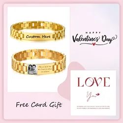 Free Personalized Custom Couple Bracelets for Women Men,Engraving Name Date ID Bracelet for Lover,Valentine's Day Gift
