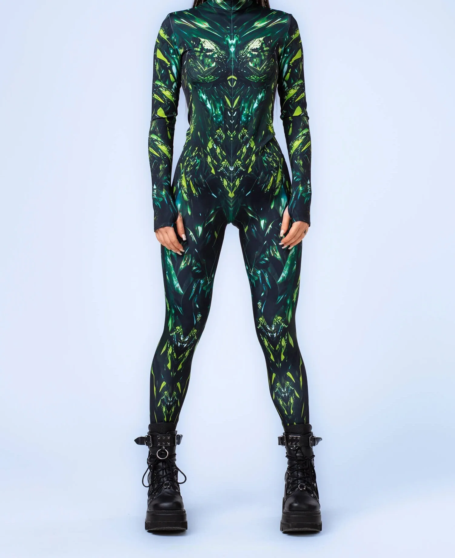 Bunt bedruckter Damen-Jumpsuit für Urlaub und Party, Punk-Zentai, Rave-Outfit, Yoga-Catsuit, Fahrrad- und Halloween-Anzug – Detail 19