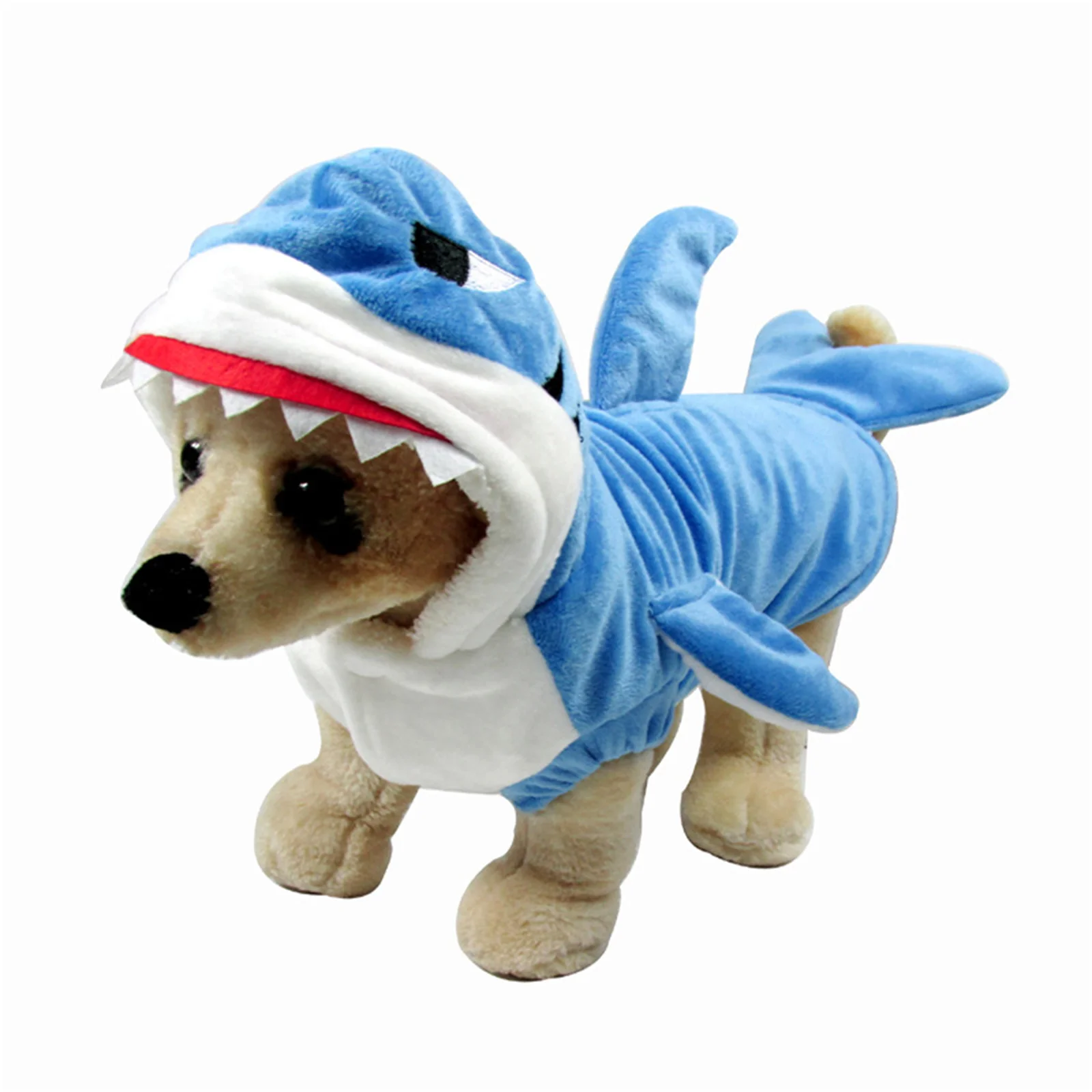 Shark Cosplay Costumes For Pet Adorable Blue Shark Animal Fleece Hoodie Halloween Costume Christmas Dress Funny Dog