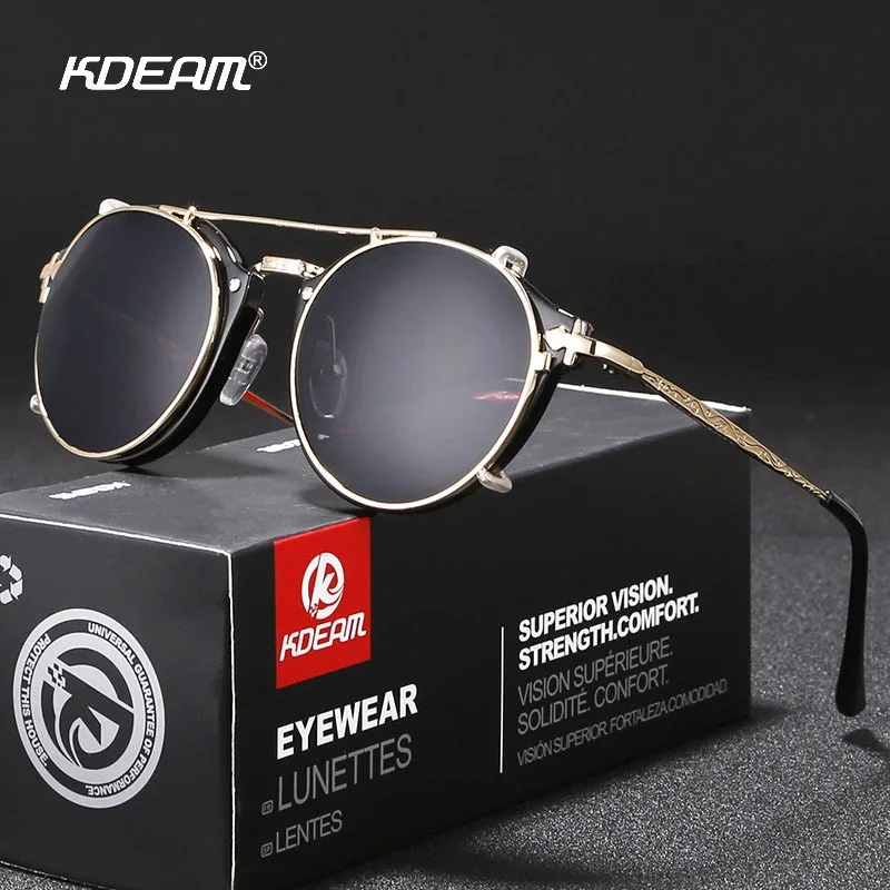 

KDEAM Classic Brand Round Frame Sunglasses for Men Women Pink Design Metal Circle Sun Glasses Set UV Resistant Eyewear 2026