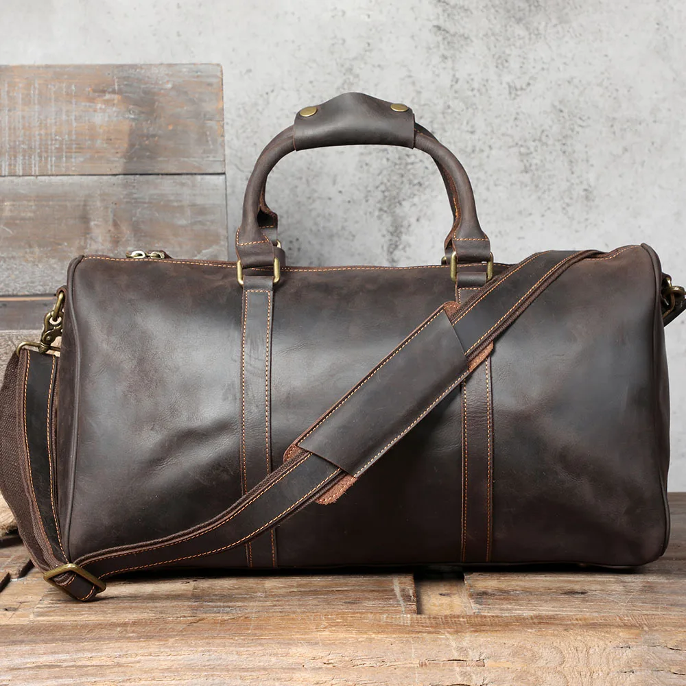 S.WORKER Vollnarbenleder-Reisetasche Große Kapazität Weekender-Reisetasche Echtleder-Sporttasche für Herren – Detail 25