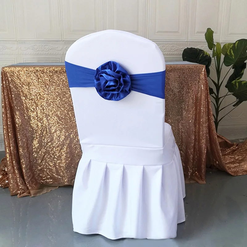 Stretch Chair Sash Flowers Decorative Chair Bands Tie Polyester Sash For Wedding Party Banquet Decoration Wholesale Chair Sashes