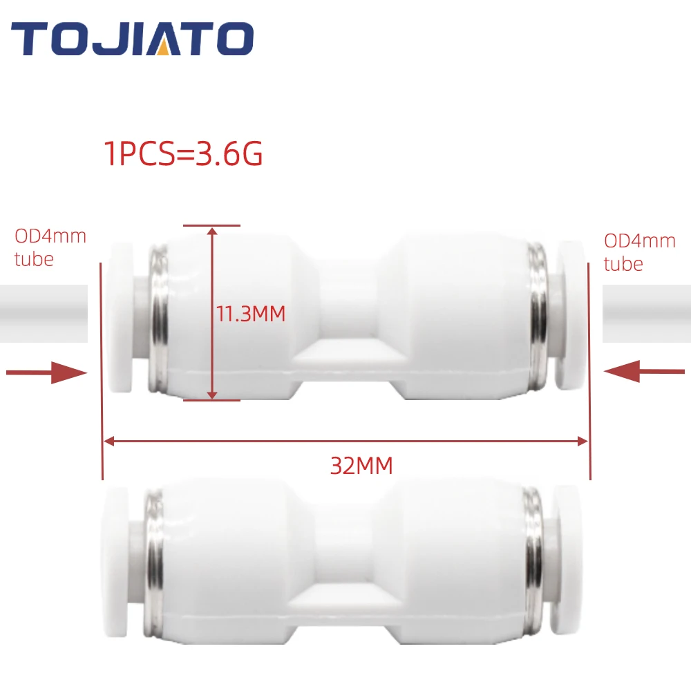 3/6/9pcs Bambu Lab X1 X1C X1E P1P P1S 3D Printer PTFE Tube Pneumatic Connector 1.75mm Filament Extruder Bambulab 3D Printer Part