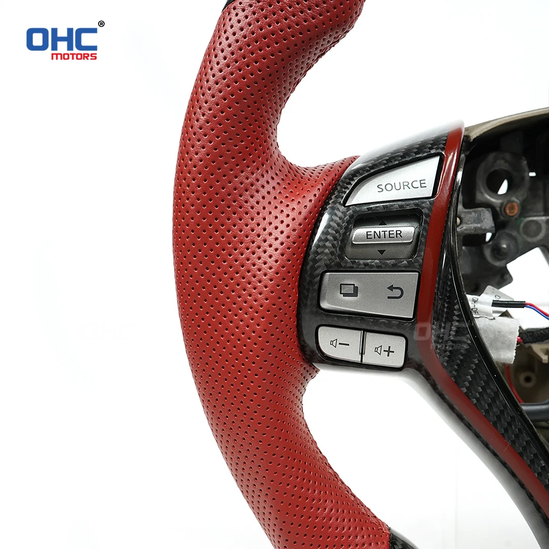 OHC Motors مخصص 100% ألياف الكربون الحقيقية تضيء LED عجلة قيادة السباق متوافقة مع نيسان ألتيما 2013-2018 روج