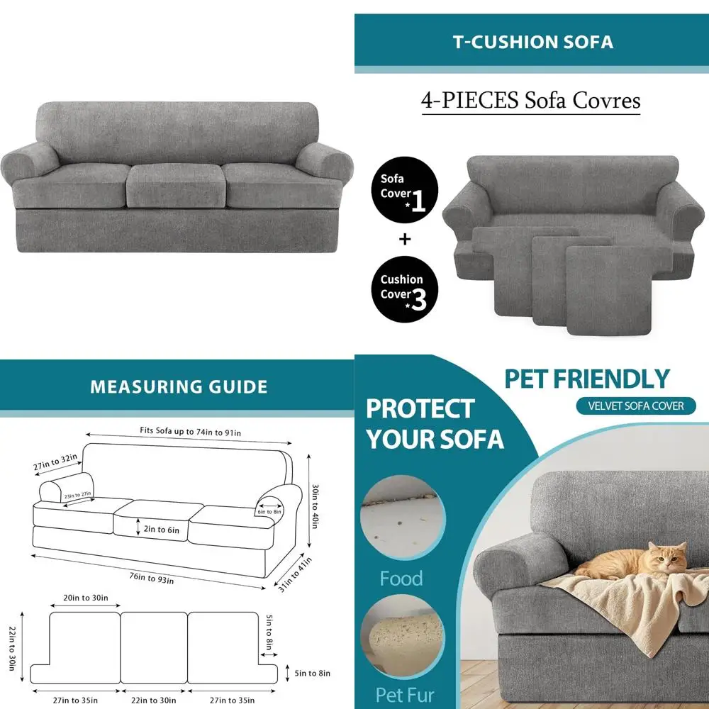 أغطية أريكة قابلة للتمدد - أغطية وسائد مكونة من 4 قطع، حماية أثاث قابلة للغسل في الغسالة للأرائك #1