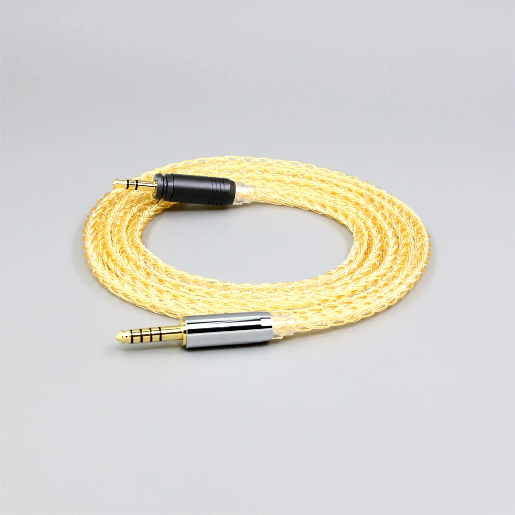 8 Core 99% 7n كابل سماعة أذن مطلي بالذهب عيار 24 قيراط من الفضة النقية لسماعات الرأس البؤرية المفتوحة الخلفية LN008988