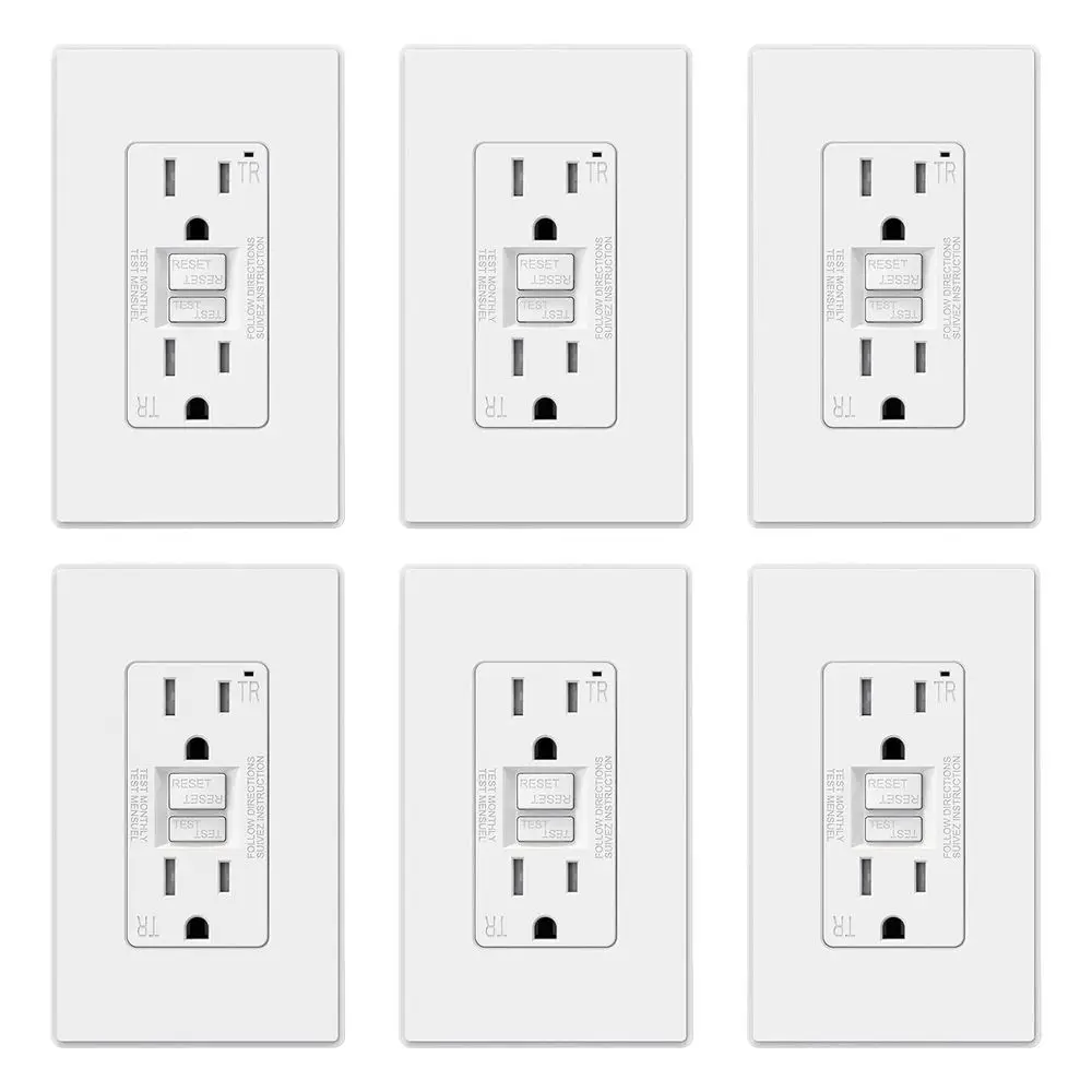 

Розетка 15 А, самотестирующаяся электрическая розетка с упрощенным дизайном, защитой от несанкционированного доступа TR, заземленные автоматические выключатели