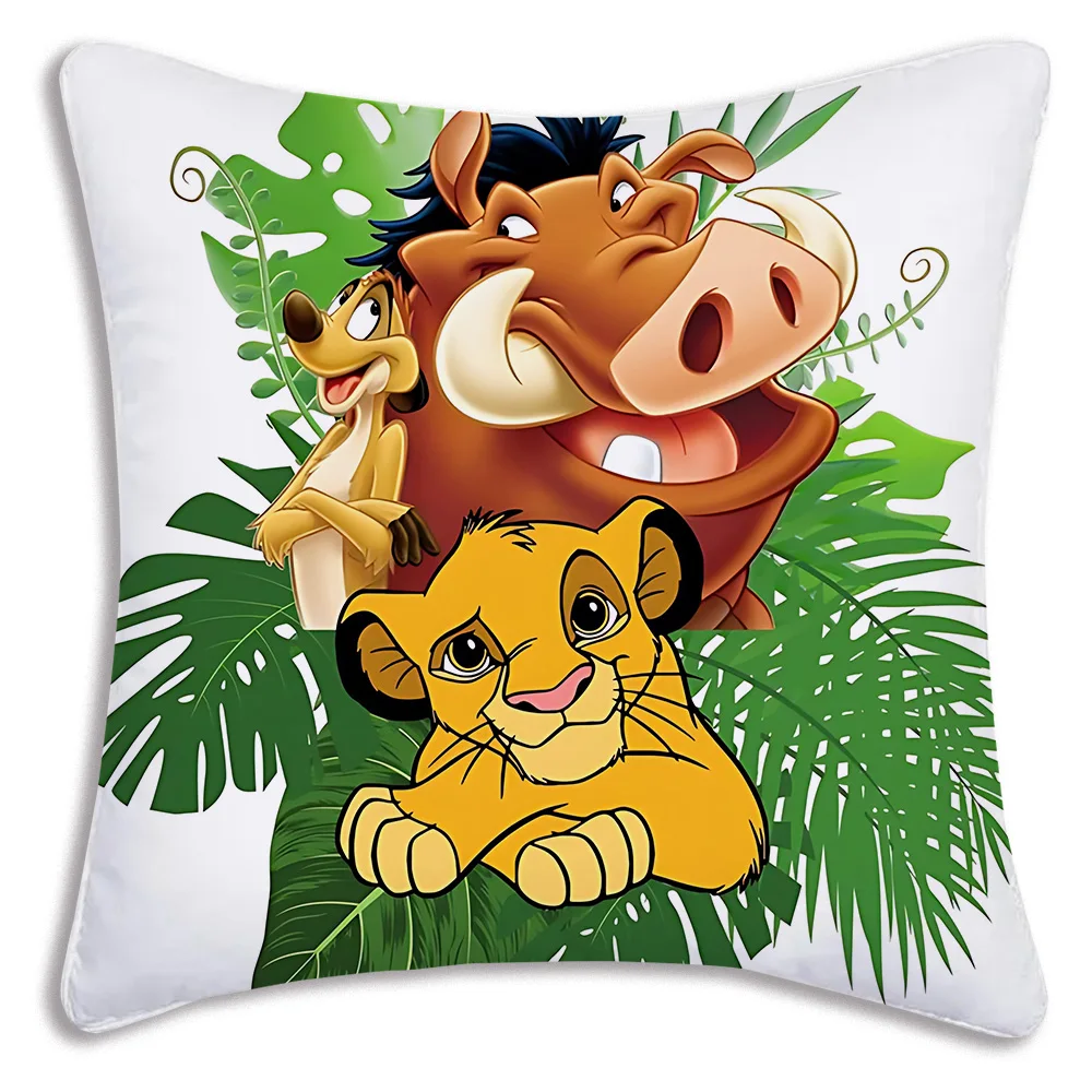 Disney Cartoon The Lion King Pillow Covers Cartoon Sofa Decorative Home Double-sided Printing Short Plush Cute Cushion Cover