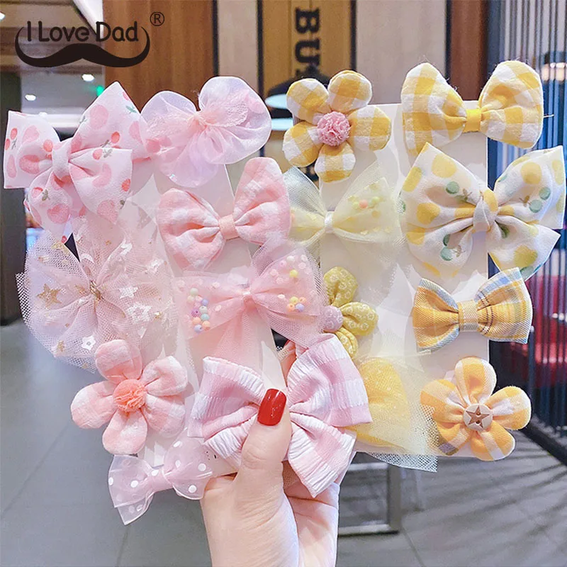 

﻿ 8Pcs Pink Bow Flower Hairpins Set Cute Rabbit Barrettes Autumn Winter Plush Hair Clips Girl Headdress Kids Hair Accessories