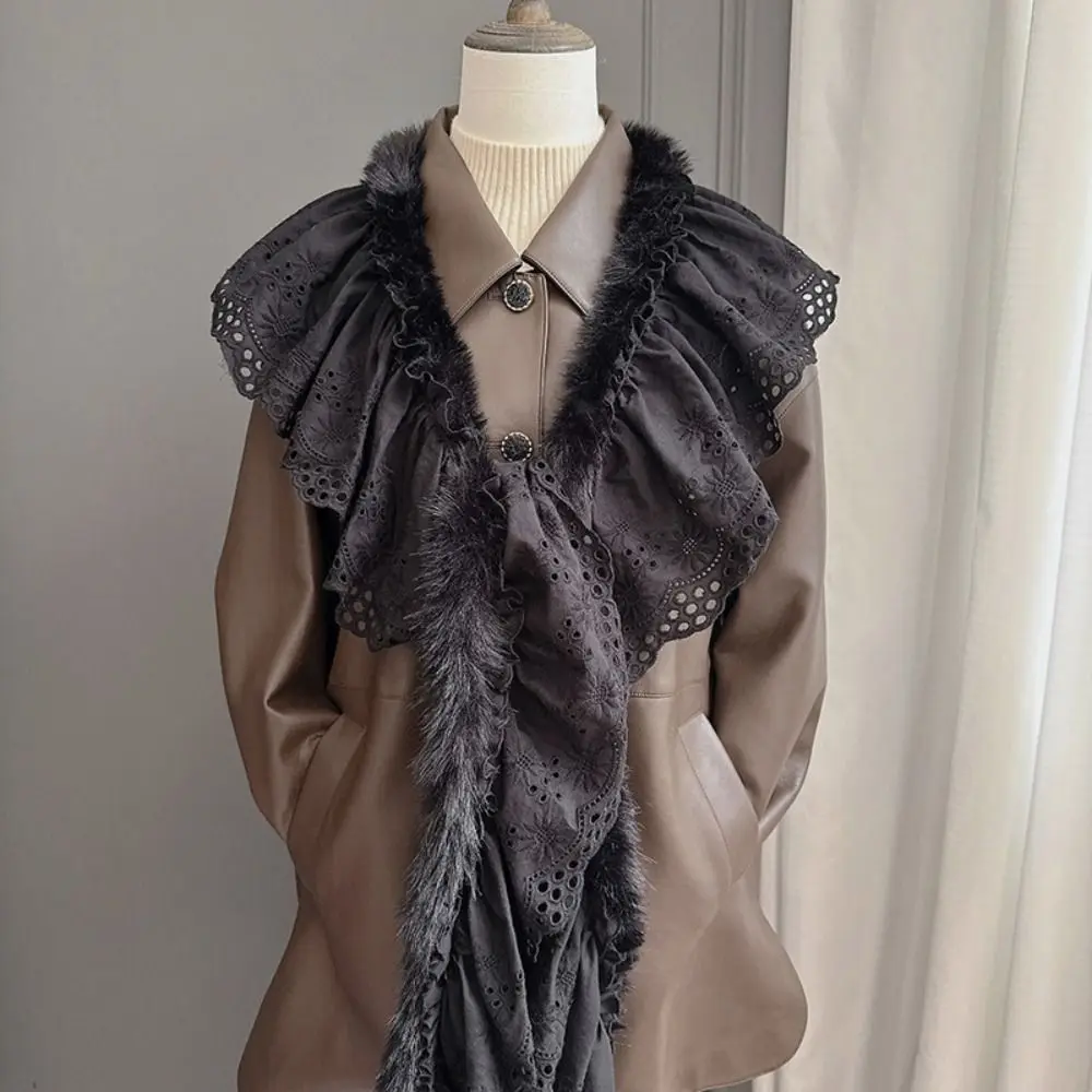 

Simple Y2k Lace Scarf Thicken Spicy Girl Shawl Korean Style Warm Winter Scarves Student
