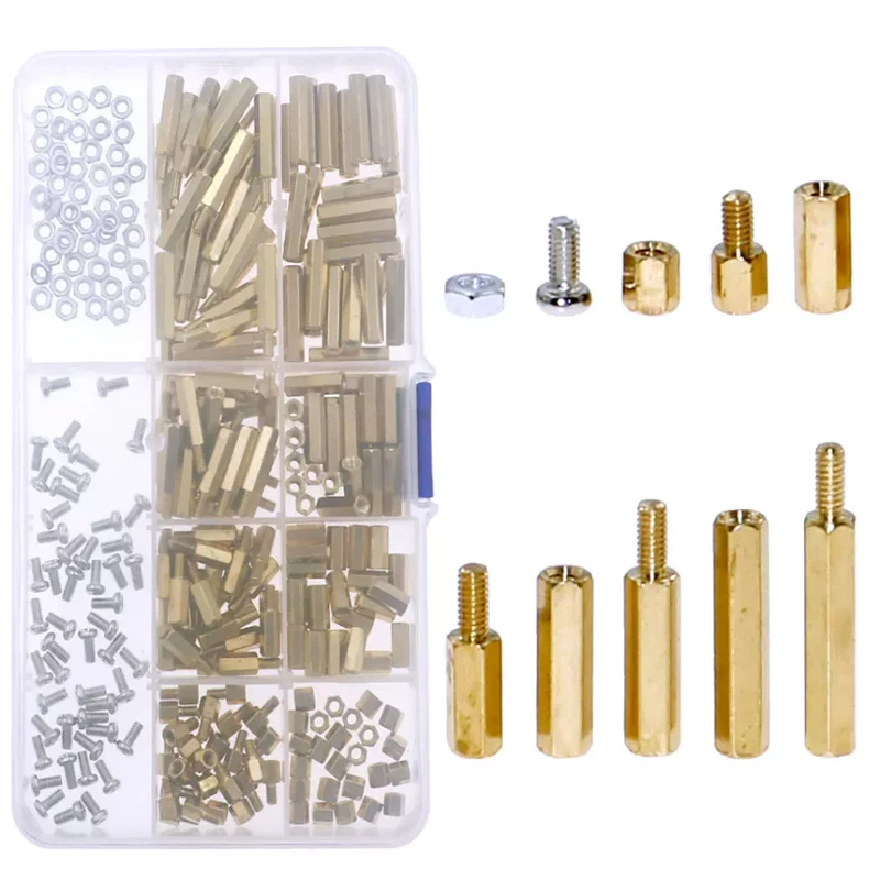 

300pcs M3 Hex Brass Standoff PCB Motherboard Spacer Screw Nut Thread Pillar Mount Male Female Spacer Bolt Assortment Kit