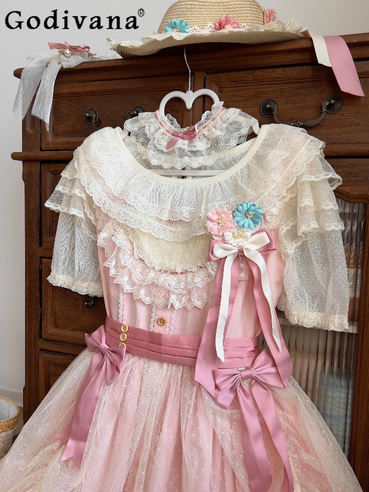 

Оригинальные милые внутренние рубашки в японском стиле Лолиты, новые летние милые женские топы с кружевными рукавами и рукавами-пузырьками