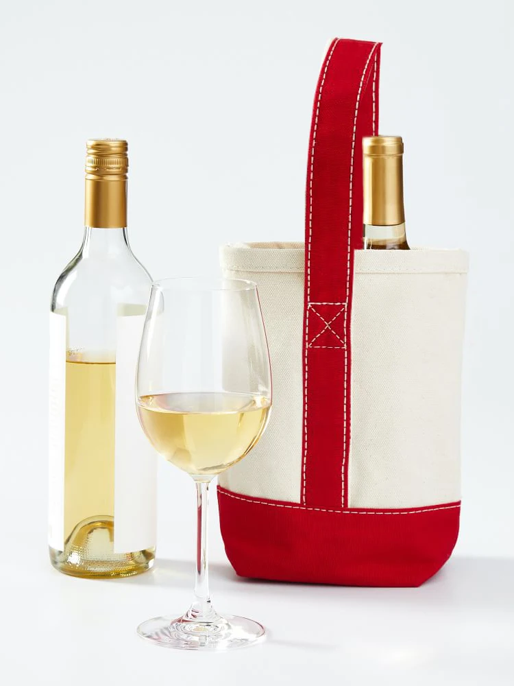 20oz Thick Double Wine Carrier Tote Extremely Sturdy and Washable Canvas Two Wine Bag With Removable Divider Custom Accept