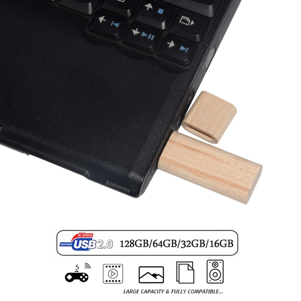 50 unids/lote unidad Flash Usb de negocios de madera 2,0 madera Natural con caja 4GB 8GB 16GB 32GB 64GB memoria Stick logotipo personalizado gratis