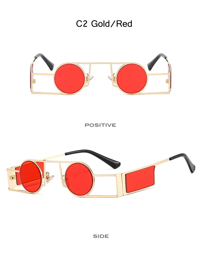 OEC CPO Punk Herren Runde Sonnenbrille Vintage Damen Retro Runde Sonnenbrille Weibliche Einzigartige Metall Steampunk Brille UV400 Oculos – Detail 6