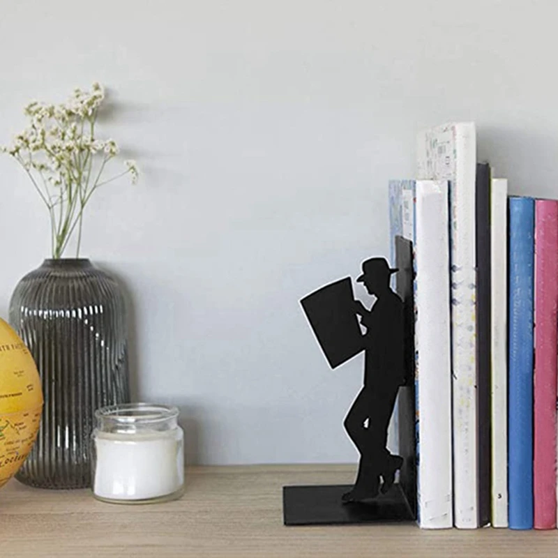 C Decorative Bookends Retro Non-Skid Book Ends Stoppers For Shelves Home Office Desktop Decor