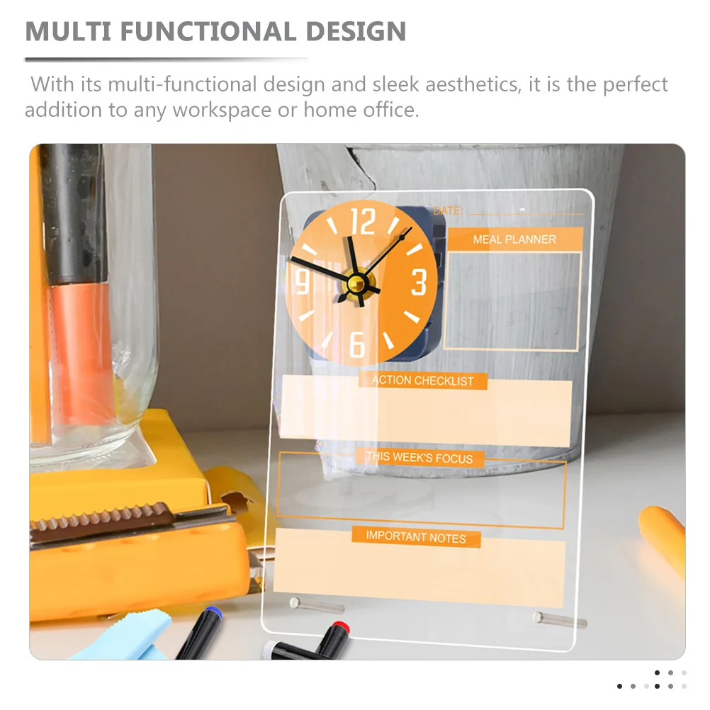 1 مجموعة الاكريليك الدائمة مذكرة المجلس سطح المكتب الجاف محو السبورة ساعة متعددة الوظائف مكتب الكتابة التخطيط المجلس #3