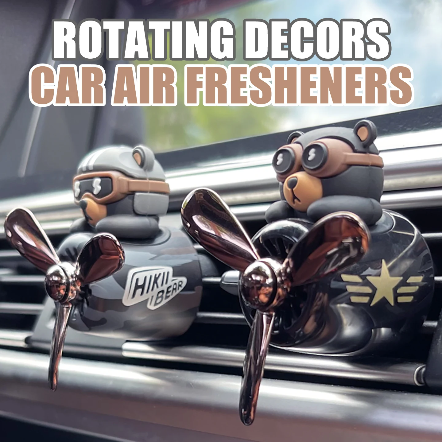 Rotating Propeller Plane pilot bear car air fresheners vent clip ornament decorations accessories perfume fragrance diffuser men