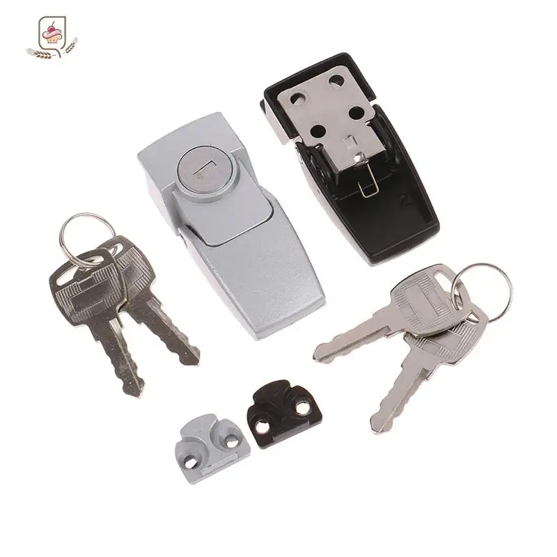 1set Cabinet Black Coated Metal Hasp Latch DK604 Security Toggle Lock With Two Keys