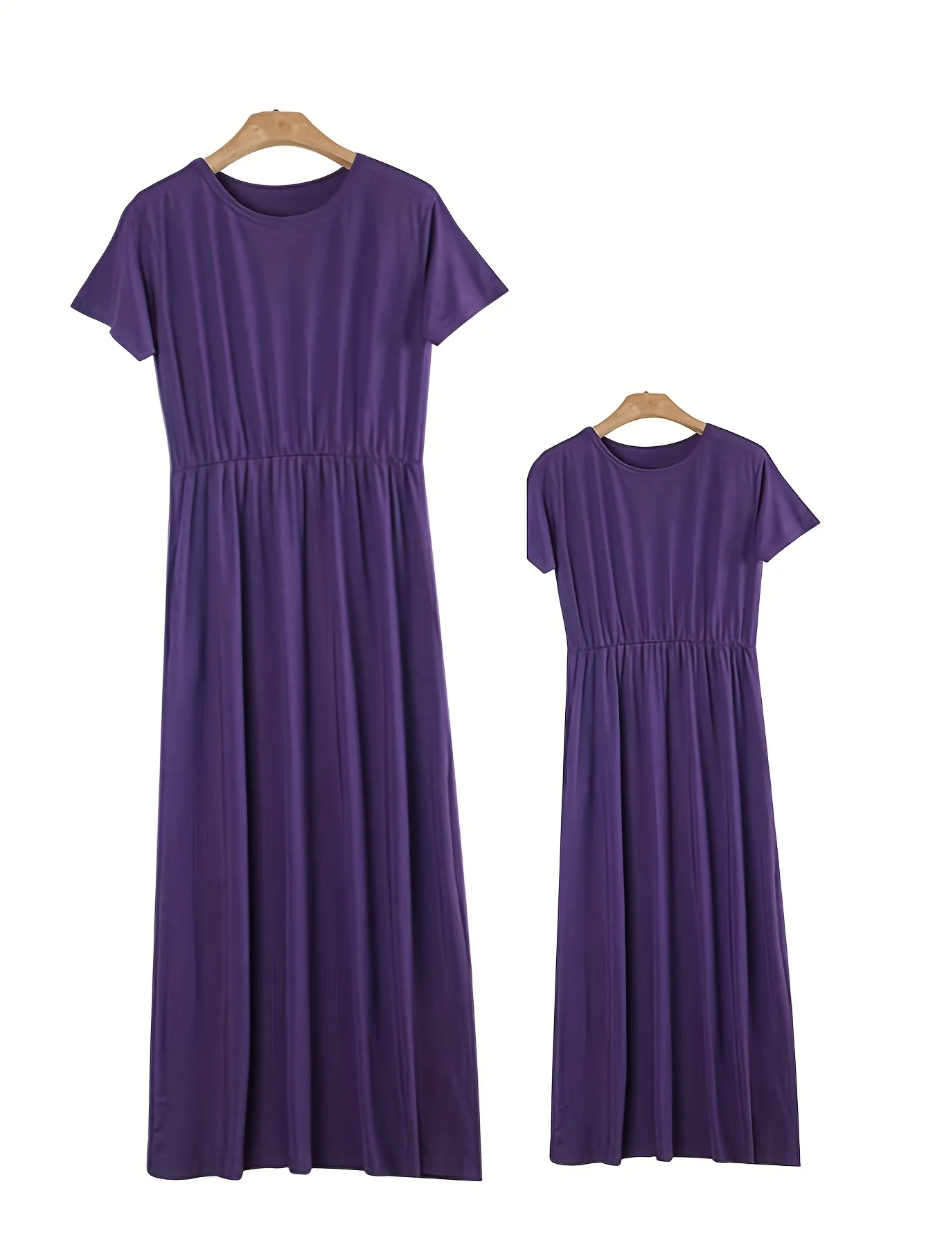

Family Matching Dress Mother Daughter Bohemia Dresses Women Solid Color Long Dress Girl and Mom Party Clothes Beach Wear