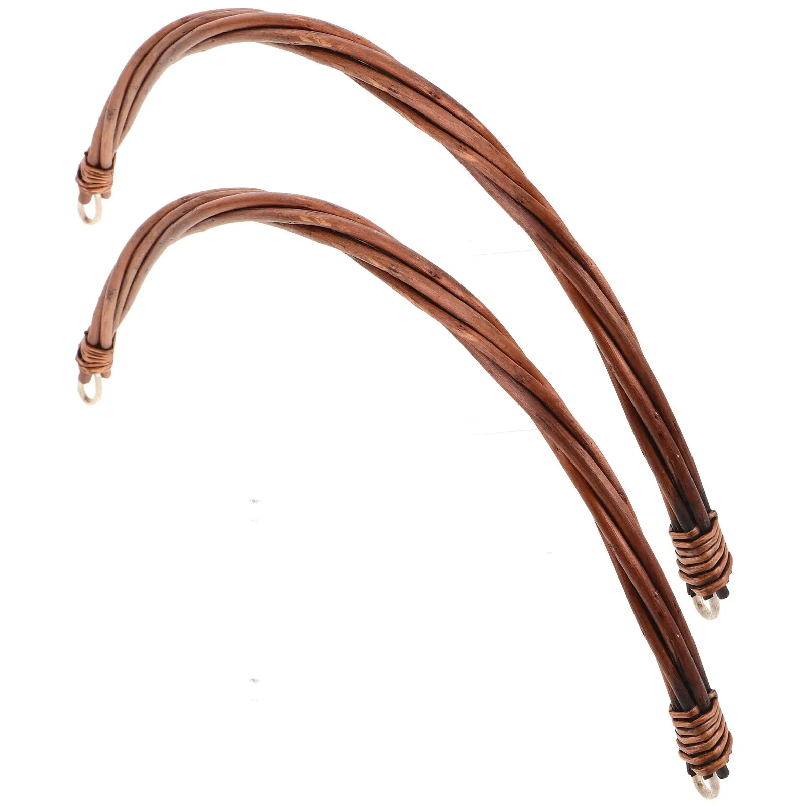 2Pcs Rattan Handle for Basket Replacement Sturdy Natural Look Easy Setup Compatible with All Woven Picnic Baskets Basket Handle