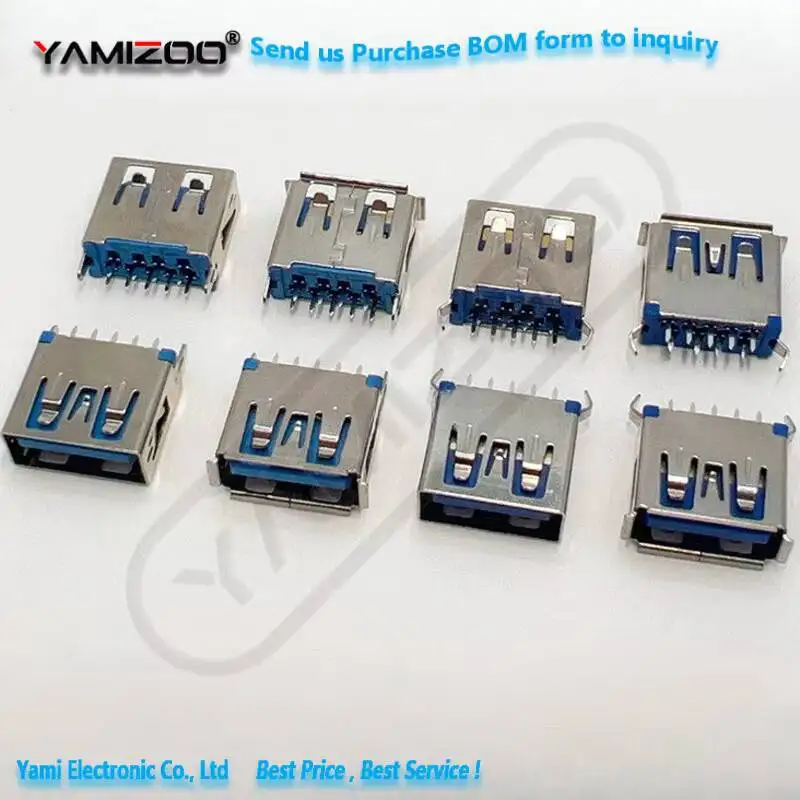 10 Stück USB-Buchsenstecker 3.0 AF 180 Grad 11,5 mm hoch 9-polig gerade/winkelig/flach/gebogen vertikaler Stecker – Detail 1