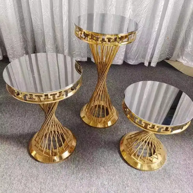 Event Decoration Party Customized Stainless Steel Mirror Gold Cake Holder Cylinder Dessert Table Base Wedding