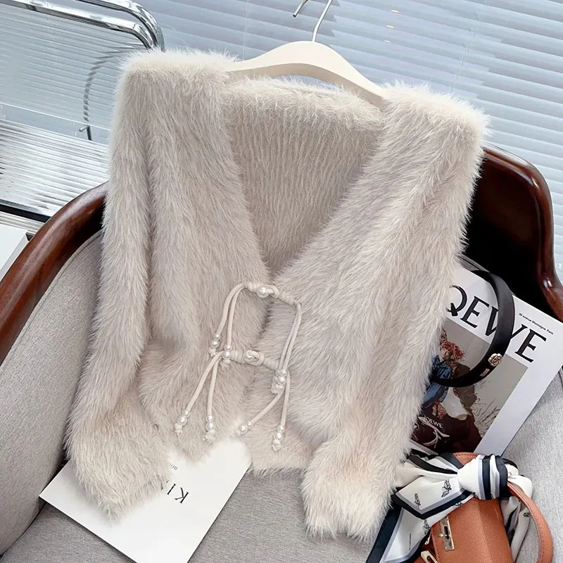 Nuevo estilo chino nacional viento borla hebilla suéter abrigo mujer Otoño Invierno imitación visón suave ceroso punto Cardigan abrigo fino