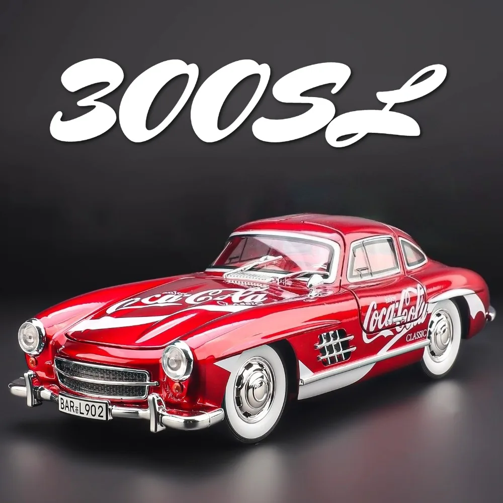 1:24スケール 300SL 500K ヴィンテージカー おもちゃ モデル 合金ボディ ドア開閉 音楽 ライト プルバック 車両モデル キッズ ホビー ギフト