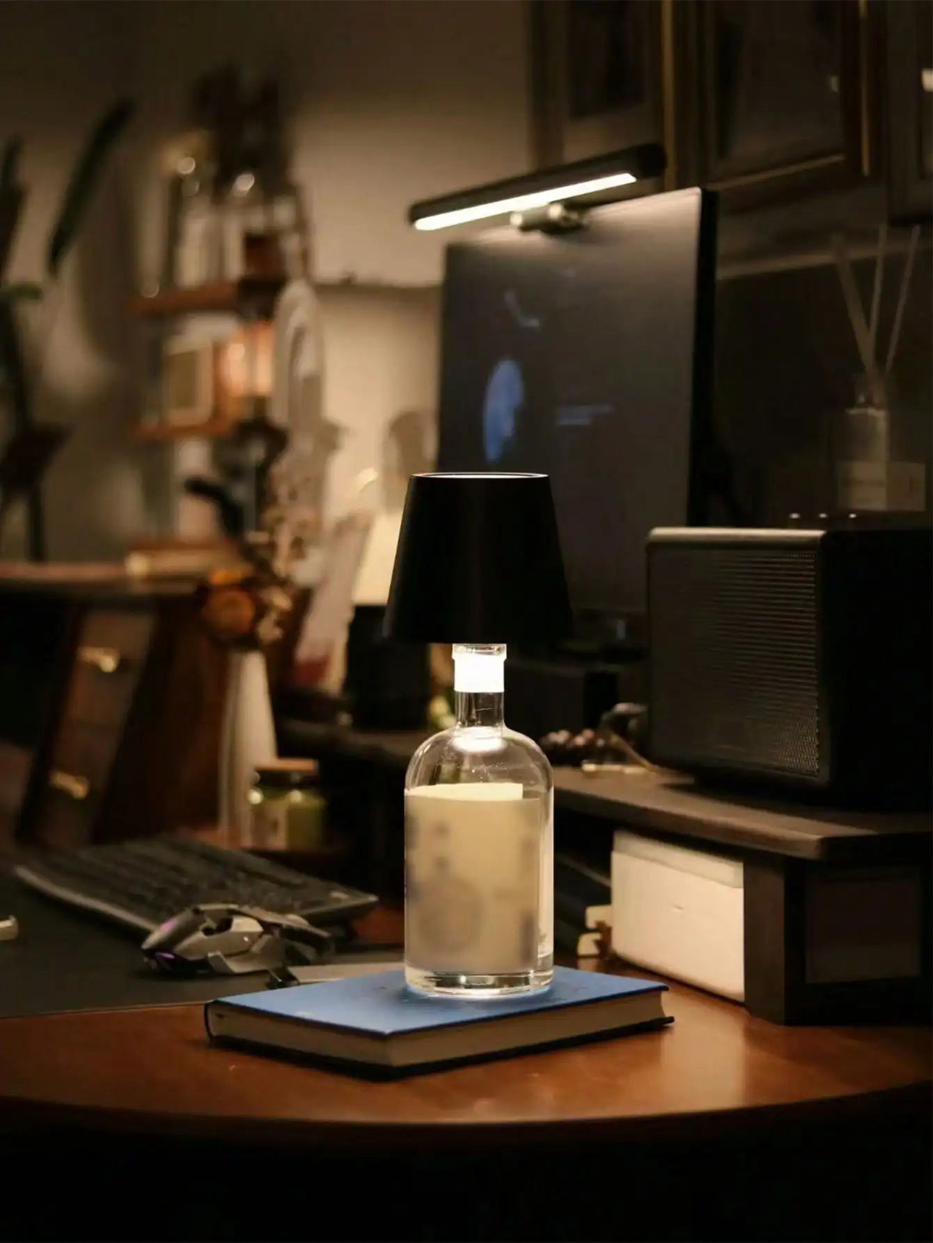 مصباح زجاجة النبيذ LED الإبداعي، ضوء ديكور ثلاثي الألوان قابل للتعتيم للمنزل والبار والمطعم #1