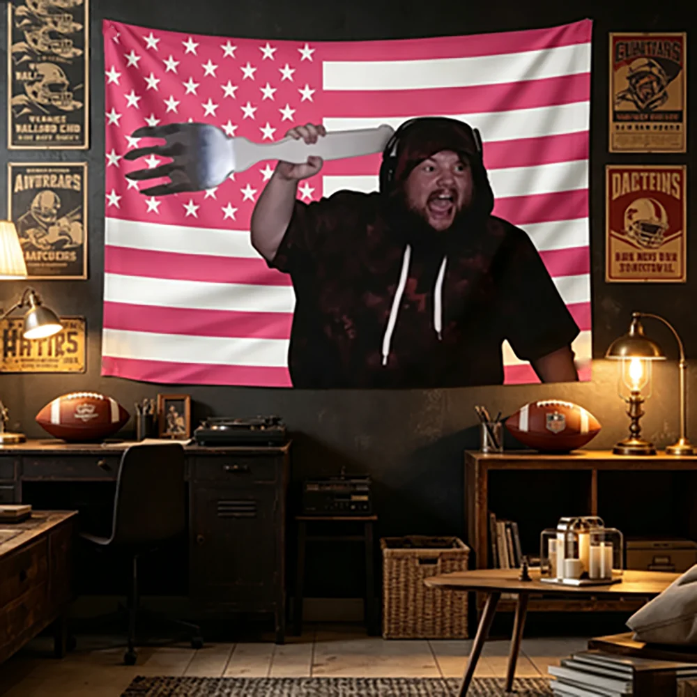 Caseoh 1pc Pink American Flag Tapestry Banner with 4 Eyelets Weather-Resistant Indoor Outdoor Decor Christmas Gift Idea