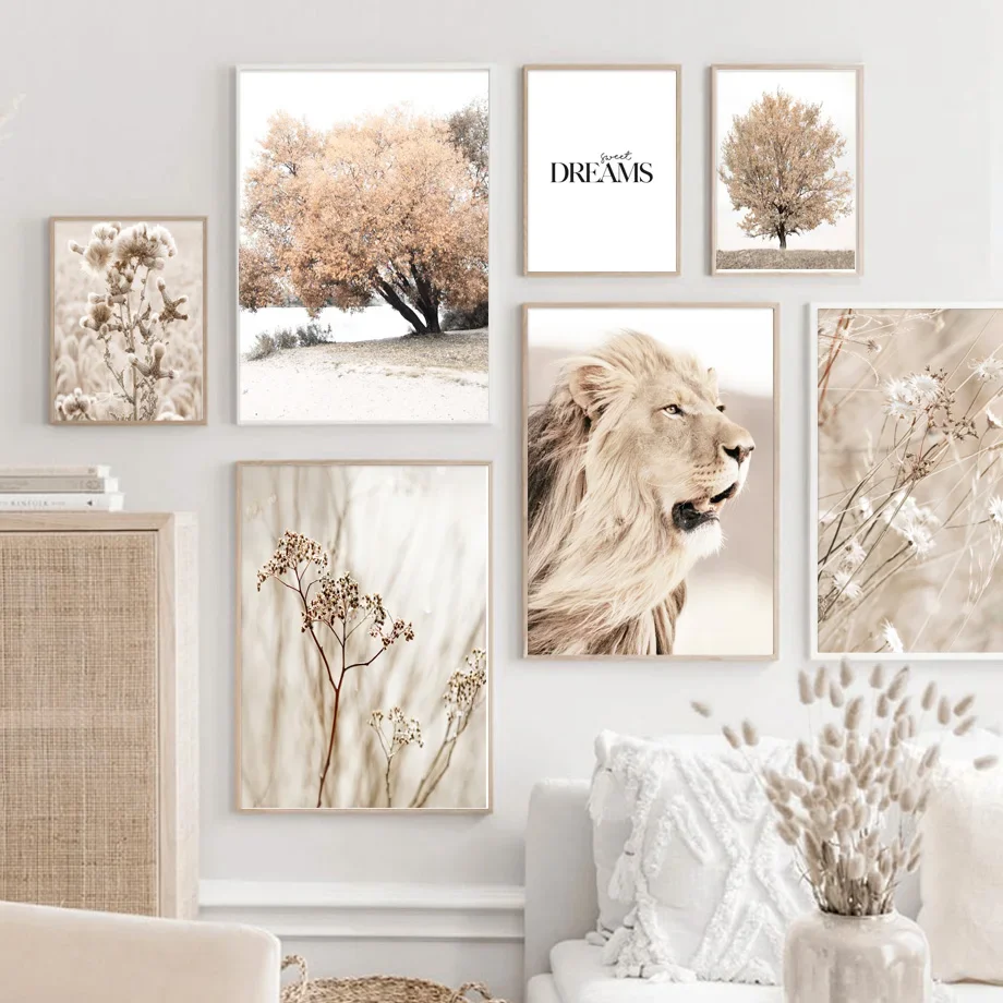 

Beige Plants Grassland Lion Dandelion Reed Nordic Plants Wall Art Canvas Painting Posters And Prints Living Room Interior Decor