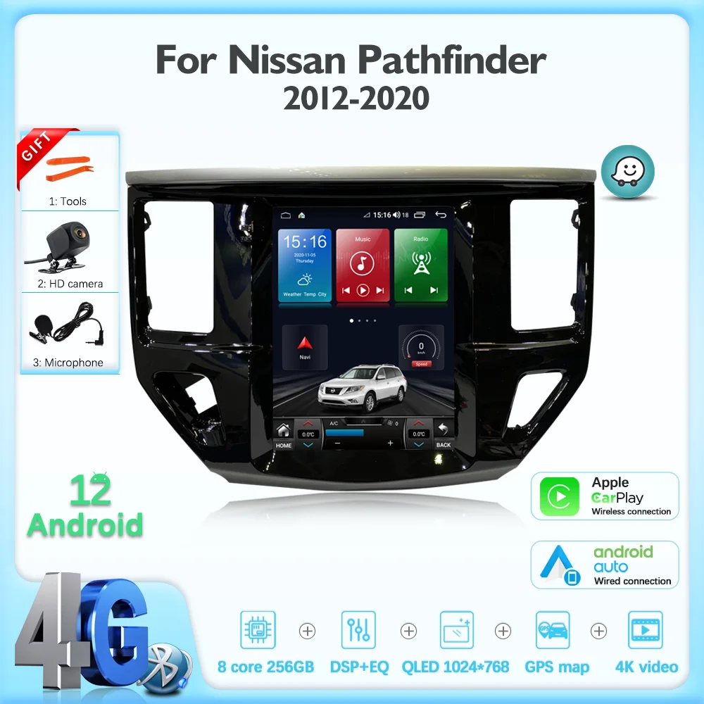 

JEHUNG 10.5 inch For Nissan Navara Pathfinder 2012-2020 Android 12 Car multimedia player GPS CarPlay Radio 5G WIFI Navigation